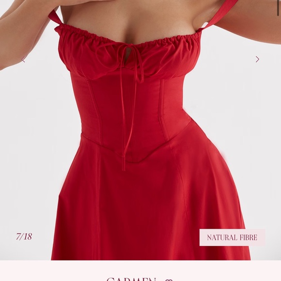 Elegant Red Midi Dress House of CB carmen Red Rose Bustier   XS plus cup - Picture 6 of 7